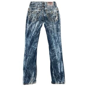 Y2K True Religion World Tour Women's Jeans Size 27 Acid Wash Straight Leg